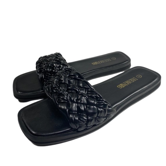 Dream Pairs Women’s Braided Strap Square Toe Open Toe Slide - Picture 1 of 6